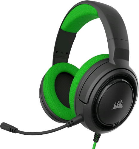 CORSAIR HS35 CUFFIE GAMNING CON MICROFONO CAVO JACK 3.5MM COLORE NERO/VERDE